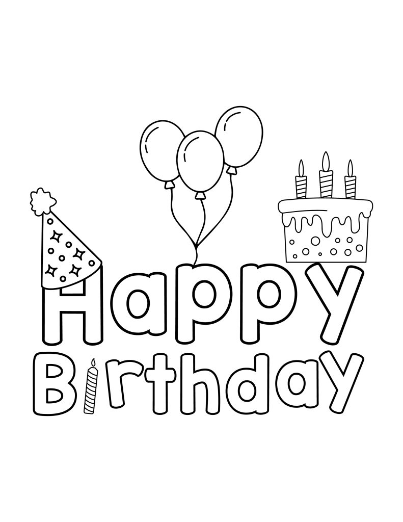 Coloring Pages Happy Birthday Cake