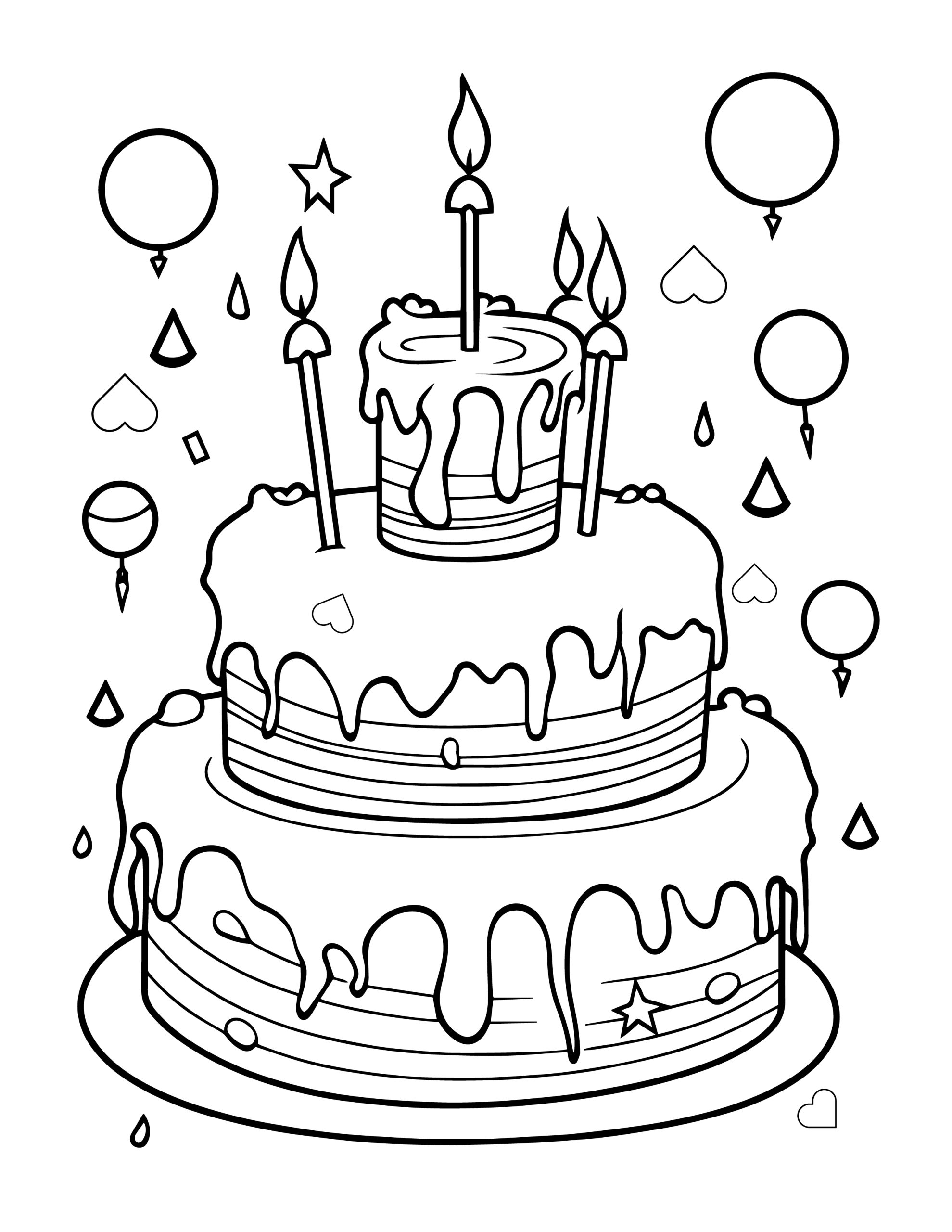 Cute Happy Birthday Coloring Pages (free Printable) - The Study Kits