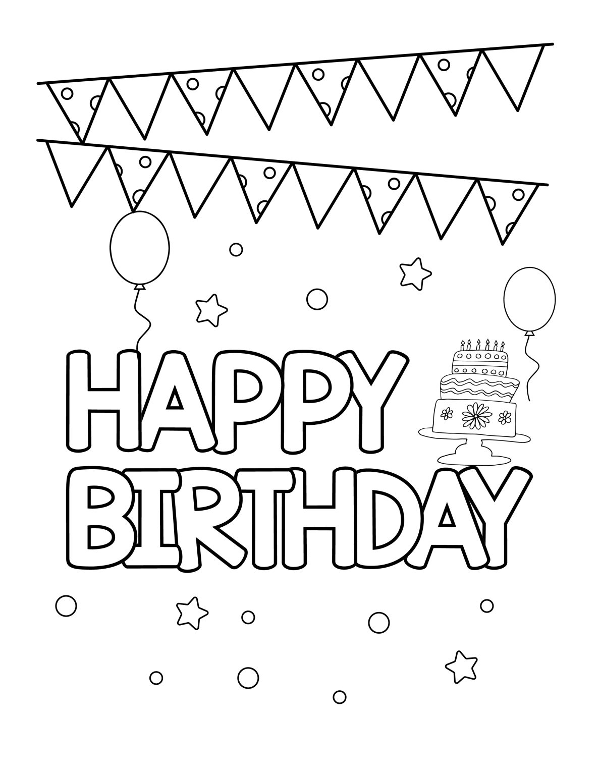 Cute Happy Birthday Coloring Pages (Free Printable) - The Study Kits