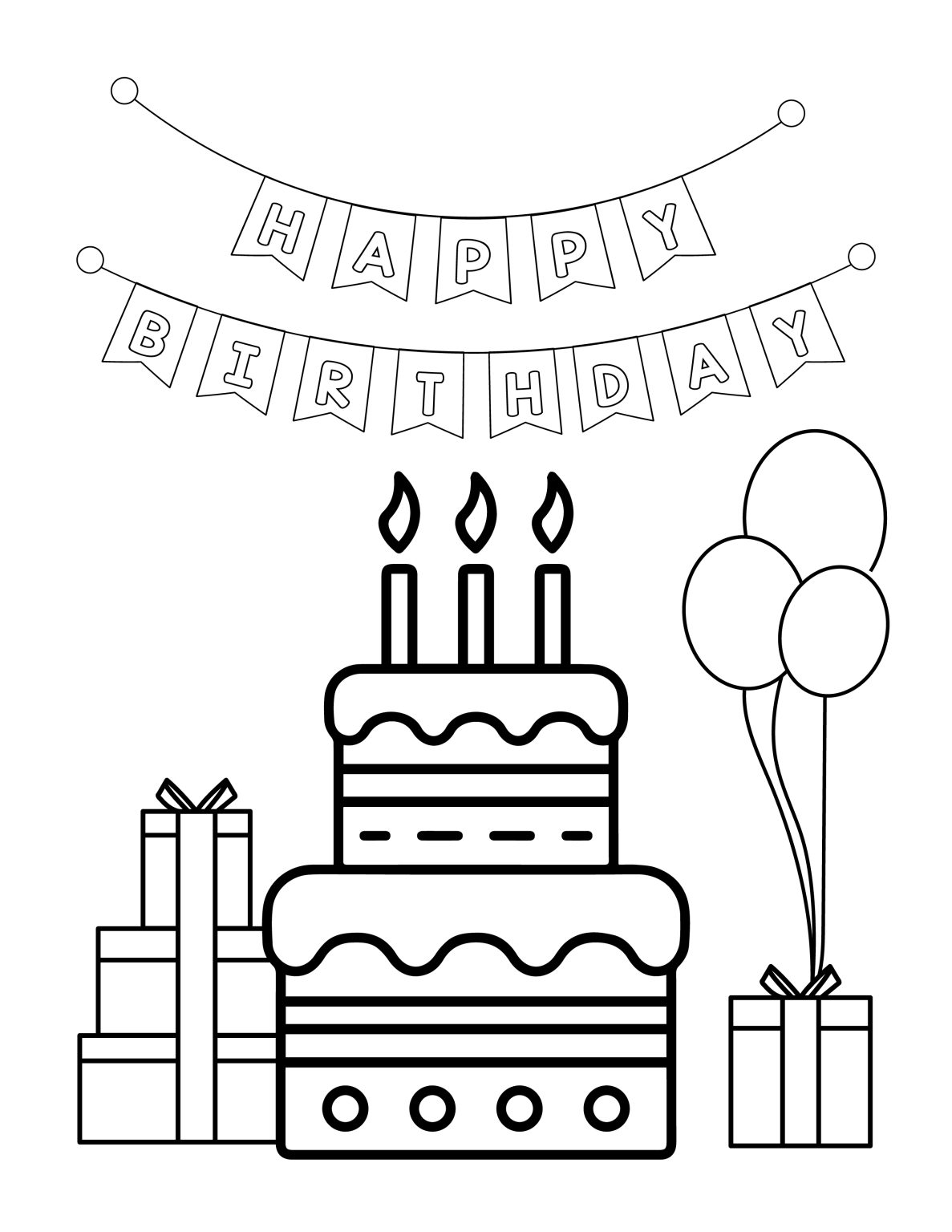 Cute Happy Birthday Coloring Pages (Free Printable) - The Study Kits