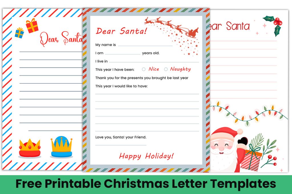 Free Printable Christmas Letter Templates (pdf) - The Study Kits