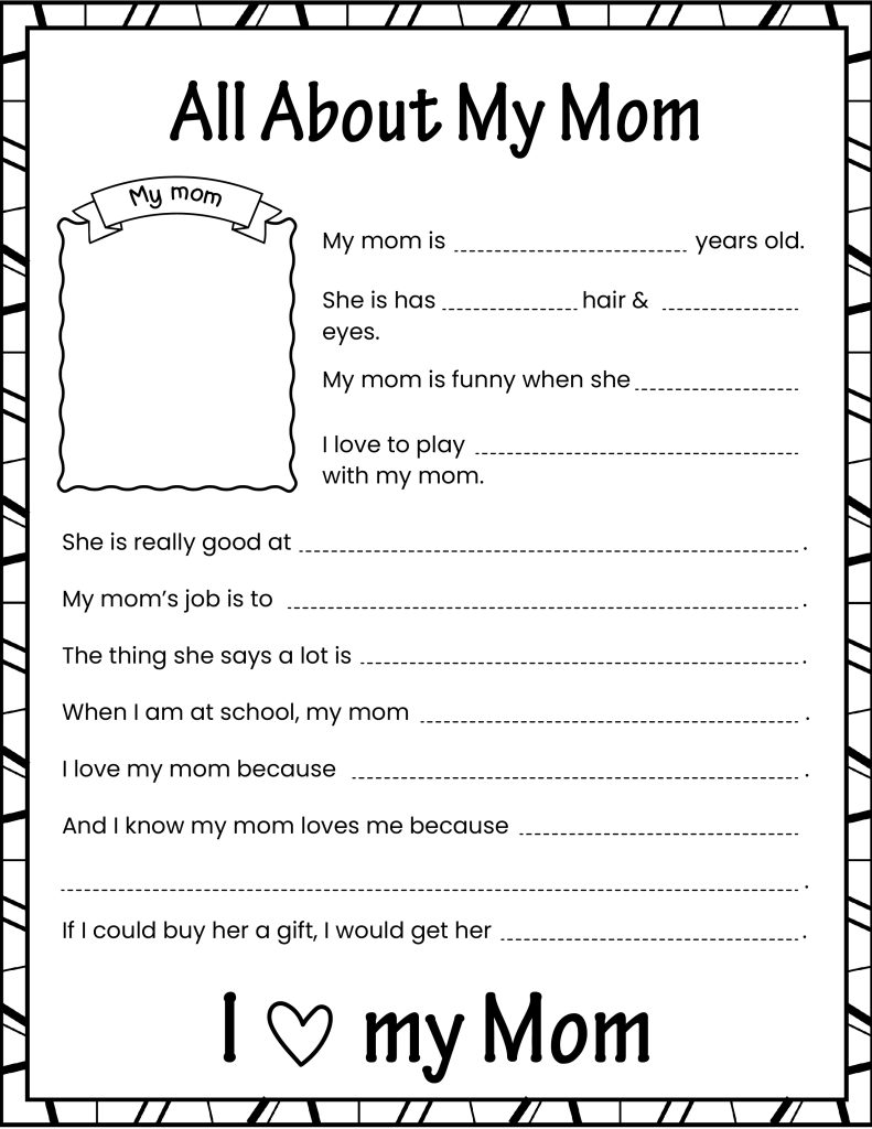 all about my mom printable free