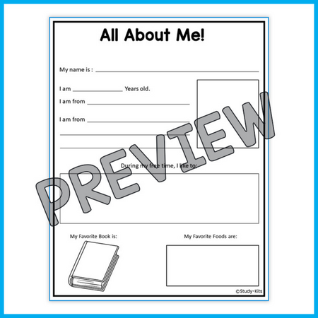 All About Me sheet