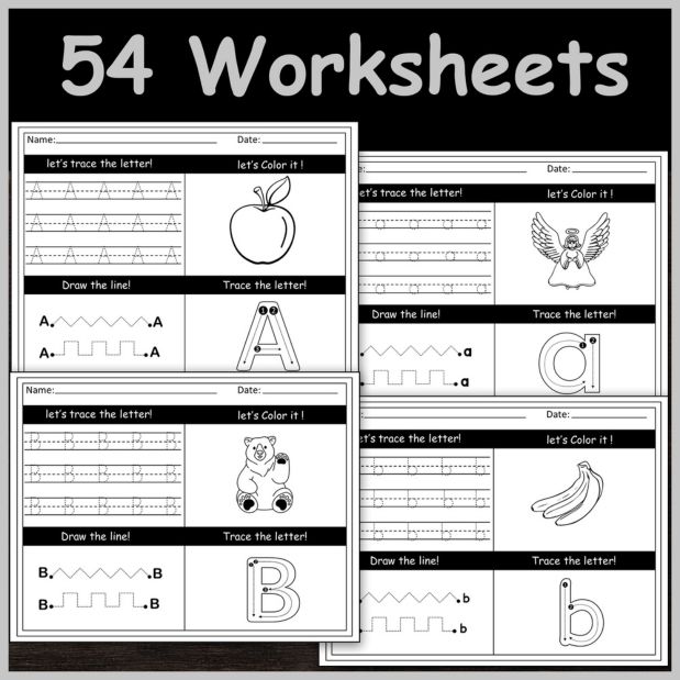 Alphabert letter tracing worksheets for Fun drawing Activity