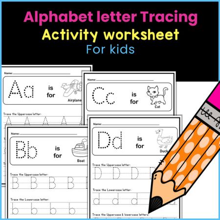 Alphabet Letter Tracing Activity Worksheet with Beginning Sound Picture ...