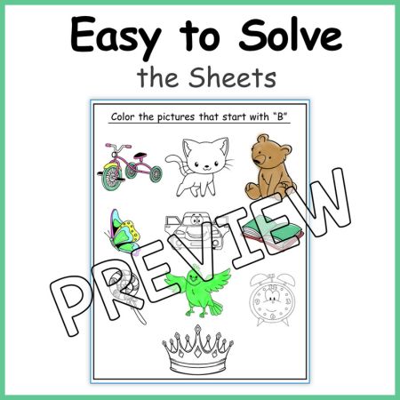 Beginning Sounds Coloring Activity Worksheets for Kindergraten