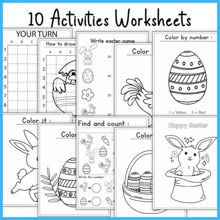 Easter Activity- Color, Find, Count and Cut & Paste