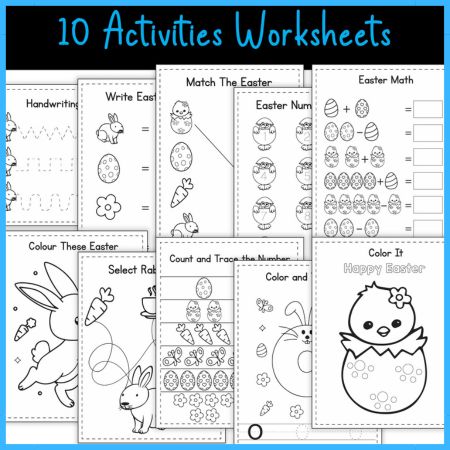Easter Holiday Coloring Activities Worksheet
