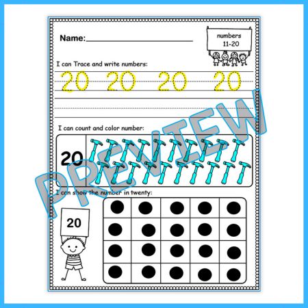 Kindergarten Number Tracing and Writing Worksheets 1-50