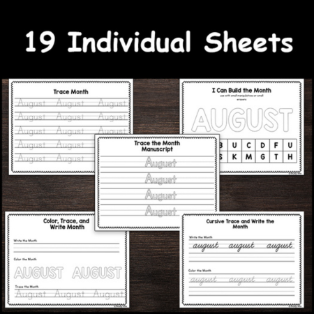My Birthday Month August Tracing Worksheets