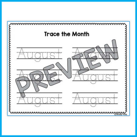 My Birthday Month August Tracing Worksheets1