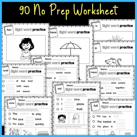 Sentence Repair Worksheets for Sight Words