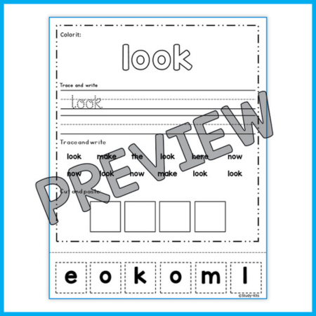 Dolch Pre-primer Sight Word sheets