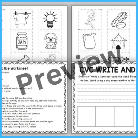 CVC Word Writing Practice worksheet for kid