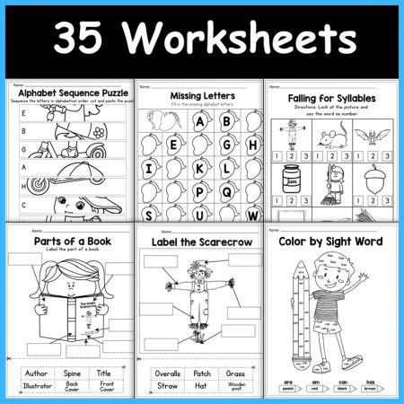 Fall Literacy Centers and Worksheets
