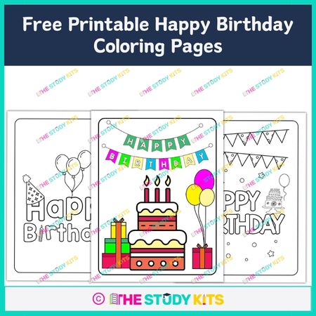 Printable Happy Birthday Coloring Pages - The Study Kits