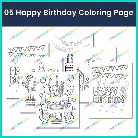 Printable Happy Birthday Coloring Pages - The Study Kits