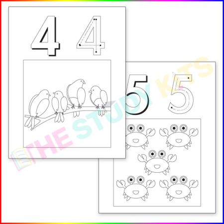 Learning Numbers Worksheet with Color,Trace and Picture