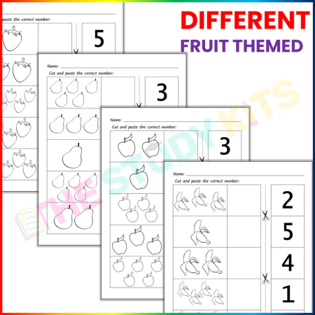 Number Matching Worksheet for Kids Cut and Paste Activities