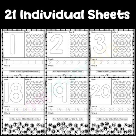 1-20 Number Recognition and Tracing Worksheets