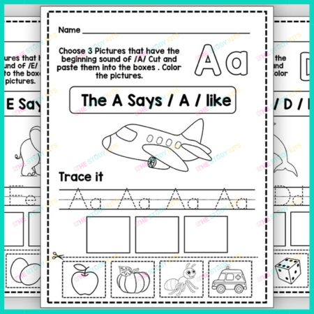 Alphabet Beginning Sounds Cut and Paste Activities worksheet