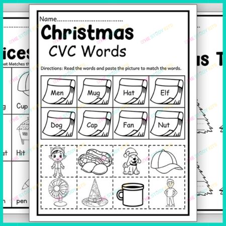 Christmas CVC Worksheets for Kids
