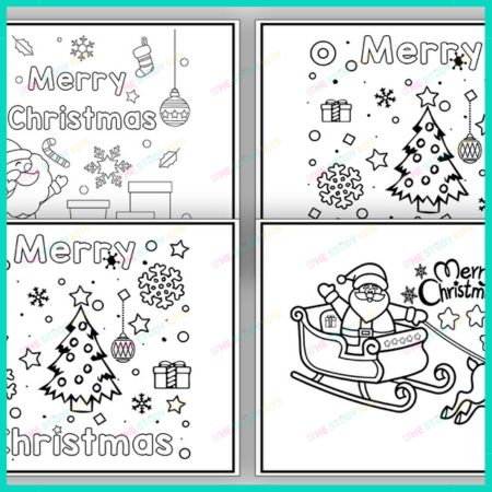 Christmas Cards Craft with Coloring Activity Worksheet