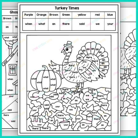 Halloween and Thanksgiving Color by Sight Word workbook