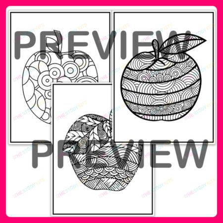Hand-drawn Pumpkin & Apple Coloring pages