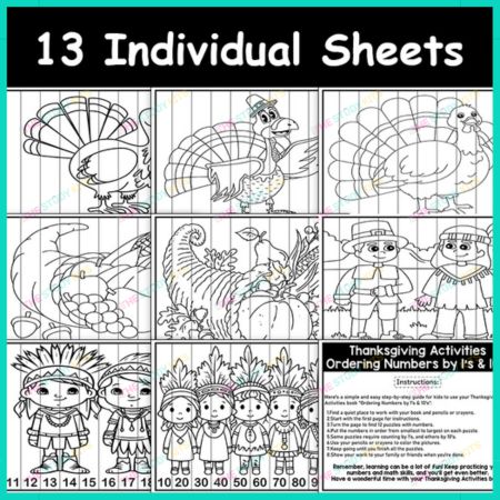 Thanksgiving Number Ordering Activities worksheets