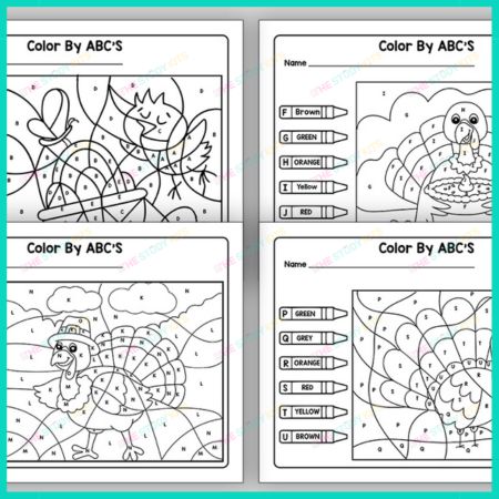 Thanksgiving Color by Code worksheet for kid